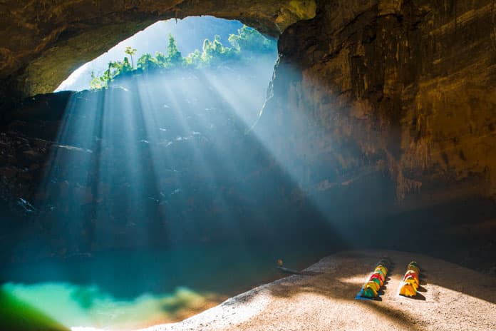 Inside Hang En camp, the look from the roof of the cave