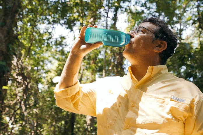 A 1 liter water bottle provided before departure.