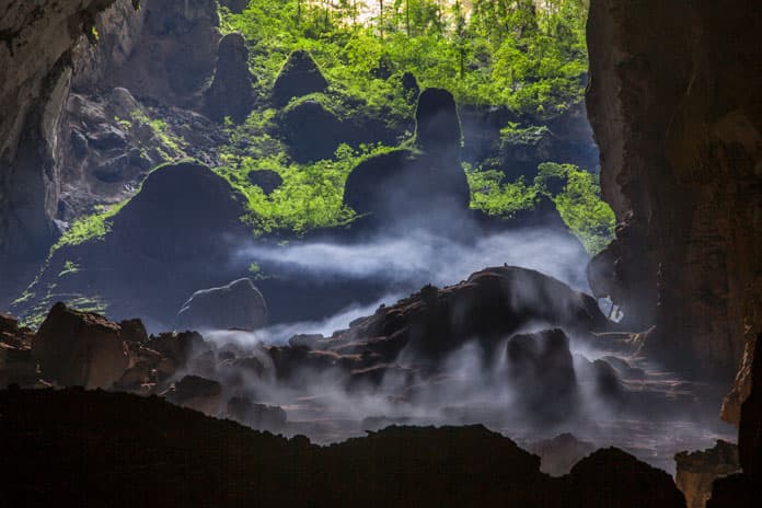 The misty cloud in Doline 2 - Son Doong on summer days