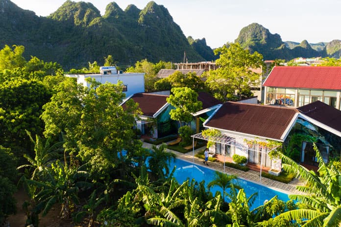Green space around Son Doong Bungalow.
