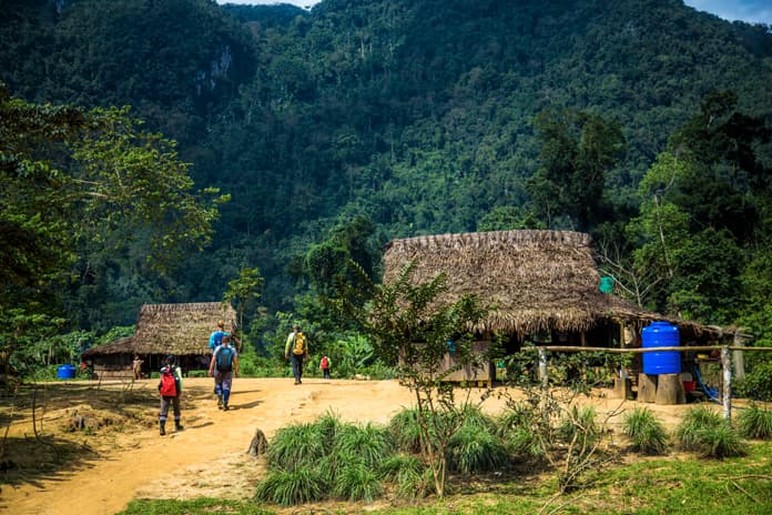 Ban Doong - a place where the group will stop for lunch in the first trekking day of the Hang En Cave Adventure.